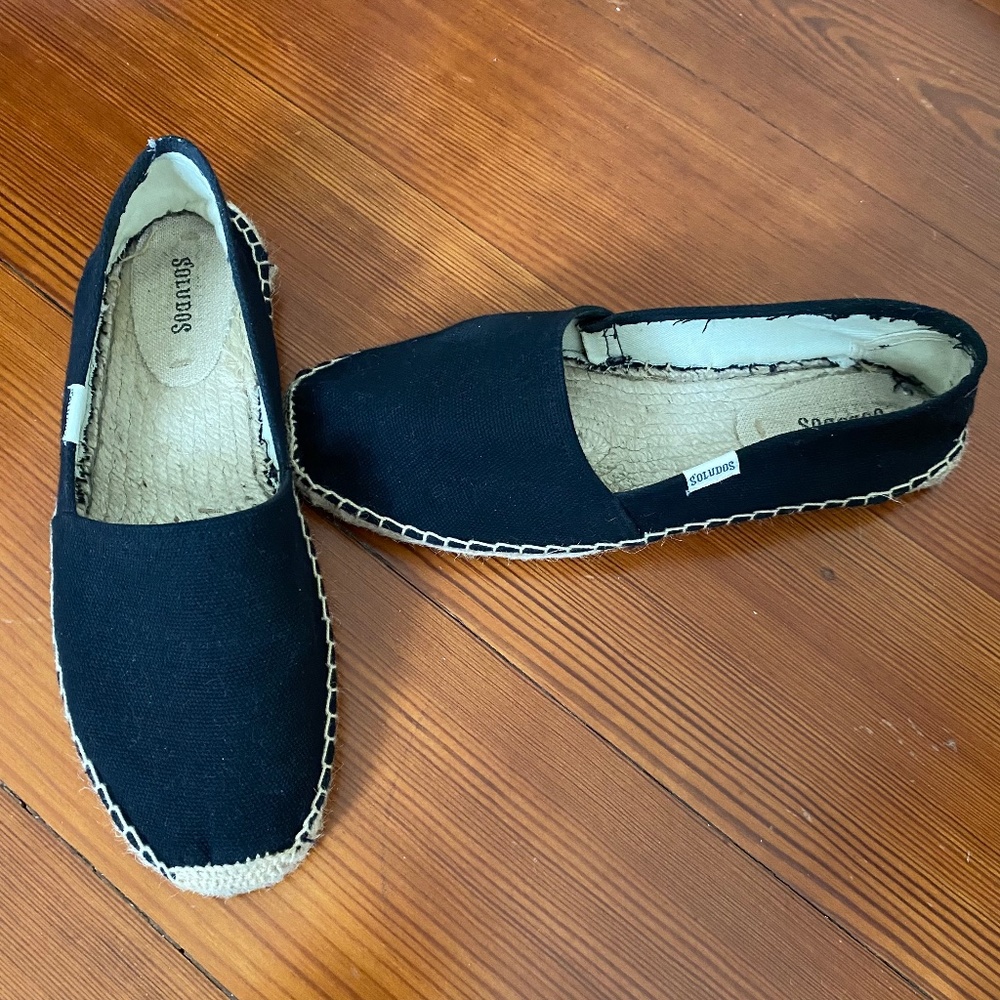SOLUDOS espadrilles black canvas slip on women’s shoe size 9 EUC